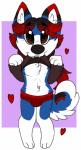 anthro bulge clothed clothing digitigrade femboy fur hair heart_symbol long_hair looking_at_viewer male panties partially_clothed pose smile solo sweater teeth topwear underwear icefire aster_rhodes_ravier canid canine canis domestic_dog husky mammal nordic_sled_dog spitz 2015 hi_res pinup