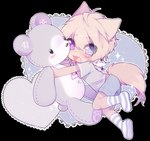 alpha_channel ambiguous_gender ambiguous_humanoid animal_humanoid bent_legs big_plushie carlile cel_shading chibi child comically_large_plushie daww extended_arms hair heart_symbol holding_object holding_plushie holding_teddy_bear humanoid lying male_(lore) mammal mammal_humanoid monotone_hair monotone_tail on_side oncha open_mouth plushie shaded simple_background solo tail tan_body tan_ears tan_face tan_hair tan_skin tan_tail teddy_bear young young_ambiguous young_humanoid