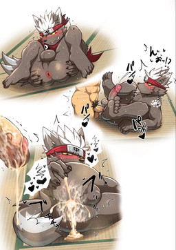 5_fingers after_anal anal anal_fluids anal_penetration anthro anthro_penetrated anus arm_tuft balls blush blush_lines bodily_fluids body_blush brown_balls brown_body brown_fur brown_tail butt cheek_tuft cum cum_in_ass cum_inside duo elbow_tuft erection facial_tuft fangs fingers fur genital_fluids genitals glans hair human_on_anthro human_penetrating human_penetrating_anthro interspecies kemono lying male male/male male_anthro male_penetrated male_penetrating male_penetrating_male multicolored_tail nude nude_anthro nude_male on_back on_ground overweight overweight_male penetration penile penile_penetration penis penis_in_ass pointy_ears presenting presenting_anus prick_ears pubes rear_view red_eyes rough_sex sex spread_legs spreading sweat sweatdrop sweaty_body sweaty_butt sweaty_face sweaty_legs tail teeth tuft white_hair white_tail yellow_sclera 0508madaramoyou lifewonders tokyo_afterschool_summoners tadatomo_(tas) canid canine canis domestic_dog human mammal 2026 digital_media_(artwork) hi_res