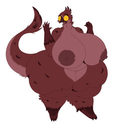 anthro beak big_breasts big_butt breasts butt claws derp_eyes female huge_breasts hyper hyper_breasts nipples non-mammal_nipples nude open_beak open_mouth overweight overweight_anthro overweight_female sharp_teeth silly silly_face slightly_chubby slightly_chubby_female solo tail teeth thick_thighs wide_hips mirroidal avian bird hybrid lizard potoo reptile scalie 1:1 hi_res