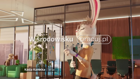 advertisement anthro black_body female male office text white_body televisor_studio pracuj_pl kasia_karotka michal_naczelny tobiasz_nadgorski ape bovid caprine haplorhine lagomorph leporid mammal primate rabbit sheep 16:9 3d_(artwork) 3d_animation animated better_version_at_source digital_media_(artwork) hi_res polish_audio polish_text short_playtime sound video widescreen
