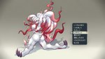 16:9 absurd_res anthro big_breasts big_butt big_hair black_eyes breasts butt claws eyelashes eyeshadow featureless_breasts featureless_crotch female fur generation_8_pokemon grey_background grey_claws gui hair hands_behind_head hi_res hisuian_form hisuian_zoroark japanese_text ketsuneko kneeling licking licking_lips licking_own_lips looking_at_viewer looking_back looking_back_at_viewer makeup nintendo pink_body pink_fur pokemon pokemon_(species) pupils rear_view red_body red_eyeshadow red_fur regional_form_(pokemon) short_hair short_tail simple_background slit_pupils solo tail text text_box thick_thighs tongue tongue_out translated white_body white_fur wide_hips widescreen yellow_sclera