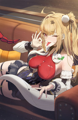5_fingers blonde_hair bottomwear clothed clothed_female clothed_humanoid clothing duo female female_focus feral fingers forked_tongue fully_clothed fully_clothed_female fully_clothed_humanoid furniture hair humanoid_focus on_sofa red_eyes skirt sofa tail tongue topwear ninebell mihoyo zenless_zone_zero chalky_(zenless_zone_zero) cissia_(zenless_zone_zero) animal_humanoid humanoid reptile reptile_humanoid scalie scalie_humanoid snake snake_humanoid absurd_res hi_res