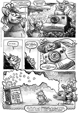 anthro camera clothing dialogue duo food hat headgear headwear male moon night outside overweight overweight_male standing text jwbalsley chester_the_rat stinky_the_rat mammal murid murine rat rodent 2026 comic english_text hi_res monochrome