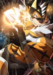 anthro bodysuit bulge clothing eyebrows grin male mask muscular muscular_anthro pecs skinsuit smile solo spandex superhero thick_eyebrows tight_clothing kouga0225 lifewonders live_a_hero ryekie_(live_a_hero) felid mammal pantherine tiger absurd_res hi_res