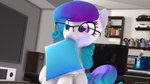 blue_eyes blurred_background braided_hair braided_ponytail computer computer_monitor electronics eyewear female feral glasses gradient_hair hair heterochromia microphone mouth_hold multicolored_hair pillow ponytail purple_eyes purple_hair sitting turquoise_hair two_tone_hair white_body anthroponiessfm hasbro my_little_pony aurora_starling diamond_azure fan_character grem_(neo_tempest) noctilucent paintheart raven_storm earth_pony equid equine horse mammal pony 16:9 3d_(artwork) 4k absurd_res digital_media_(artwork) hi_res source_filmmaker_(artwork) widescreen