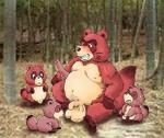 anthro balls belly big_balls eyes_closed genitals group male moobs navel nipples overweight overweight_male penis sitting young young_anthro kondo_musashi musabo3neo canid canine mammal raccoon_dog tanuki 2006 archived_source