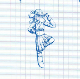 anthro arm_support asian_clothing bicolor boots clothing cowboy_hat ears_down east_asian_clothing female footwear hat headgear headwear japanese_clothing kimono leaning_on_elbow obscured_eyes pivoted_ears shoes solo trycia_lotus undertale_(series) undertale_yellow ceroba_ketsukane canid canine fox mammal hi_res pen_(artwork) sketch traditional_media_(artwork)