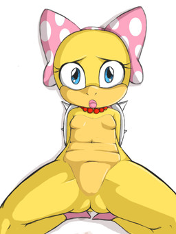 accessory anthro blue_eyes bow_ribbon breasts butt clothing featureless_breasts featureless_crotch female flat_chested footwear gem hair_accessory hair_bow hair_ribbon hips_forward jewelry kneeling leaning leaning_backward lips loli looking_at_viewer mouth_closed navel necklace nude null pearl_(gem) pearl_necklace pink_bow pink_lips ribbons shell shoes simple_background small_breasts solo spiked_shell spikes spikes_(anatomy) spread_legs spreading thick_bottom_lip thick_lips thick_thighs white_background wide_hipped_female wide_hips worried yellow_body yellow_skin young young_anthro g_reaper mario_bros nintendo koopaling wendy_o._koopa dragon_koopa koopa scalie unavailable_at_source