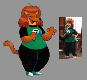 big_breasts breasts clothing cloudco female green_clothing green_shirt green_topwear large_female on_model screencap shirt solo topwear wide_hips frappeafterdark buddy_thunderstruck_(series) netflix mrs._weaselbrat_(buddy_thunderstruck) mammal mustelid musteline true_musteline weasel