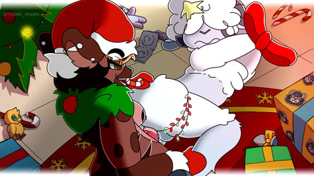 anal anthro balls bdsm big_butt big_penis bodily_fluids bondage bound breasts butt christmas_clothing christmas_headwear clothing condom cum cum_inside detailed_background duo ear_piercing erection fur genital_fluids genitals gift gynomorph gynomorph/male gynomorph_penetrating hair hand_on_butt hat headgear headwear holding_butt holding_leg holidays huge_butt intersex intersex/male intersex_penetrating knot looking_back lube lube_in_ass male male_penetrated nipples nude open_mouth penetration penile penis piercing plant plap_(sound) plushie restraints ribbons sex sexual_barrier_device shy smile tail thick_thighs tongue tongue_out tree wide_hips hideki_moshi sound_warning christmas siren_(the_lost_siren) bovid canid canine caprine hyena mammal sheep spotted_hyena 16:9 2d_animation animated digital_media_(artwork) hi_res short_playtime sound webm widescreen trans_(lore)
