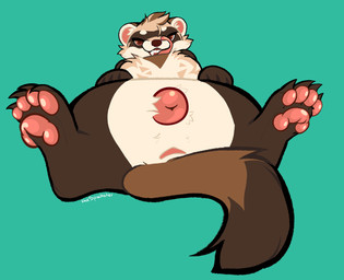 anatomically_correct anatomically_correct_genitalia anatomically_correct_vulva anus bedroom_eyes brown_body brown_fur claws female feral fur genitals lying narrowed_eyes on_back paws seductive solo tan_body tan_fur tongue tongue_out vulva thespackster spacks domestic_ferret mammal mustelid musteline true_musteline weasel hi_res nonbinary_(lore)