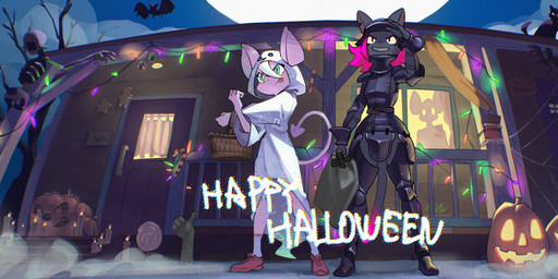 anthro bag basket bone building candle clothing container costume female feral fog gesture green_eyes group hair_between_eyes hand_gesture holidays house jack-o'-lantern lights night notched_ear outside silhouette skeleton standing thumbs_up tongue tongue_out window kemari halloween ko-mori bat domestic_cat felid feline felis mammal absurd_res hi_res