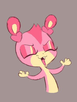 chibi evil_laugh eyes_closed female feral fur open_mouth open_smile pink_body pink_fur smile solo clockstops3am conditional_dnp feral_fever_frenzy berry_(labbit) mammal rodent sciurid tree_squirrel