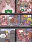 2013 3:4 anthro babystar biped comic detailed_background dialogue digital_media_(artwork) eeveelution english_text eyes_closed female flareon fur gemma_polson generation_1_pokemon hair hi_res male mammal nicole_murdock nintendo pacifier pokemon pokemon_(species) rasile_murdock rodent sciurid sitting souffle_murdock text tree_squirrel young young_anthro zeezee_murdock