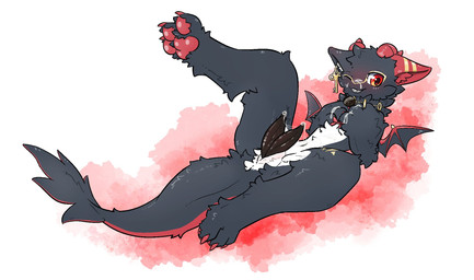 2_horns 2_penises 3_toes animal_genitalia anthro belly biped black_body black_fur black_penis blush bodily_fluids cheek_tuft cloacal_penis countershade_fur countershading cum cum_on_face cum_on_self ear_piercing ear_ring erection facial_tuft feet fluffy fur genital_fluids genital_slit genitals hand_on_chest horn inner_ear_fluff jewelry key male markings membrane_(anatomy) membranous_wings mostly_nude_anthro mostly_nude_male multi_genitalia multi_penis necklace one_eye_closed open_mouth open_smile pawpads paws penis piercing red_eyes red_horn red_markings red_pawpads ring_piercing simple_background skinny_anthro skinny_male small_wings smile solo tail tail_tuft toes tuft white_belly white_markings white_sclera wings gagaga_ram mythology dragon furred_dragon furred_scalie mythological_creature mythological_scalie scalie digital_drawing_(artwork) digital_media_(artwork) english_description hi_res korean_description