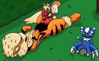 animal_genitalia animal_penis canine_genitalia canine_penis erection female feral genitals group male penis gau_(artist) everstone_guild nintendo pokemon pokemon_mystery_dungeon spike_chunsoft mei_(ribombee) shisa_(arcanine) spire_(meowstic) arcanine canid canine felid feline generation_1_pokemon generation_6_pokemon generation_7_pokemon mammal meowstic pokemon_(species) ribombee absurd_res hi_res