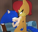 absurd_res anthro archie_comics blue_eyes bodily_fluids breast_grab breasts building canon_couple cheek_tuft chipmunk cum duo eulipotyphlan eyelashes facial_tuft farm female genital_fluids ground_squirrel hand_on_breast hedgehog hi_res house male mammal prick_ears rodent sally_acorn sciurid sega sonic_the_hedgehog sonic_the_hedgehog_(archie) sonic_the_hedgehog_(comics) sonic_the_hedgehog_(series) the_carrot_farm tuft