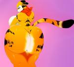 anthro big_breasts big_butt blue_nose breasts butt countershading crossgender curvy_figure eyelashes eyeshadow female fur huge_butt looking_back makeup mascot mtf_crossgender nude side_boob simple_background solo stripes thick_thighs voluptuous wide_hips pokebii frosted_flakes kellogg's tony_the_tiger felid mammal pantherine tiger 2018