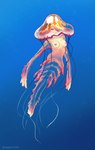 breasts feet female glistening glistening_body looking_down nipples nude simple_background solo species_transformation tentacles transformation translucent translucent_body underwater water strawberrytfs animal_humanoid cnidarian human humanoid jellyfish mammal marine medusozoan 2024 digital_media_(artwork)