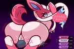 bodily_fluids butt dialogue dominant dominant_female duo facesitting female feral fur gameplay_mechanics genital_fluids genitals heart_eyes heart_symbol interspecies larger_female larger_feral male male/female pink_body pink_fur pink_pussy pokephilia pussy ribbons sitting_on_another size_difference smaller_human smaller_male speech_bubble tail vaginal_fluids white_body white_fur yandere ram_g_thunder nintendo pokemon eeveelution generation_6_pokemon human mammal pokemon_(species) sylveon 3:2 hi_res