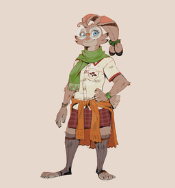 anthro blue_eyes bottomwear brown_body brown_fur cheek_tuft clock clothing clothing_around_waist collared_shirt dress_shirt eyewear facial_tuft female fluffy fluffy_tail fur glasses grey_body grey_fur hand_on_hip head_tuft jacket_around_waist long_ears looking_at_viewer scarf school_uniform shirt short_tail simple_background skirt smile solo tail tied_ears toeless_legwear toeless_stockings topwear tuft uniform watch wearing_glasses wristwatch ruffu pepper_in_the_sandbox paddy_(ruffu) lagomorph leporid mammal rabbit digital_drawing_(artwork) digital_media_(artwork) full-length_portrait portrait