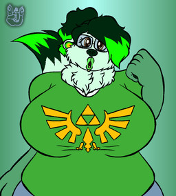 anthro belly belly_hair body_hair breast_drop breasts eyewear facial_piercing glasses highlights_(coloring) intersex lip_piercing navel navel_piercing nipple_piercing nipples overweight piercing solo stretched_ears tongue tongue_piercing wearing_glasses sammyc96 aaryn_(sammyc96) bear canid canine fox hybrid mammal animated