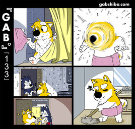 after_shower barefoot blue_body blue_eyes blue_fur briefs cleaning cleaning_tool clothed clothing convenient_censorship feet fur humor male mop nipples nude red_briefs red_clothing red_underwear text topless towel underwear wet white_body white_fur yellow_body yellow_fur gabshiba gab_(comic) bau_husky gab_shiba canid canine canis domestic_dog husky mammal nordic_sled_dog shiba_inu siberian_husky spitz comic multiple_scenes url