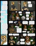 absurd_res ambiguous_gender anthro beard canid canine canis chelsea_addison clothed clothing comic cutaway dialogue domestic_dog english_text expression_cutaway facial_hair female gary_(jackaloo) group hi_res jackaloo jenn_(jackaloo) male mammal nonbinary_(lore) profanity river_lakes slightly_chubby smoking speech_bubble text topless topless_anthro topless_male