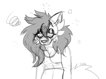 anthro breasts clothed clothed_anthro clothed_female clothing crop_top female female_anthro hair long_hair looking_at_viewer medium_breasts midriff pose shirt short_snout solo three-quarter_view tired tired_eyes topwear cassettewaves andy_(cassettewaves) canid canine canis mammal wolf 4:3 digital_drawing_(artwork) digital_media_(artwork) flat_colors greyscale guide_lines half-length_portrait monochrome partially_colored portrait sketch trans_(lore)