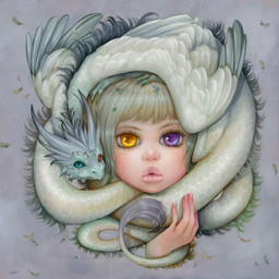ambiguous_gender bangs blonde_hair double_lobe_lip double_lobe_lower_lip double_lobe_upper_lip duo feathered_wings feathers female feral hair heterochromia horn keyhole_lips lips long_hair looking_at_viewer surrealism tail thick_lips wings camilla_d'errico mythology dragon human mammal mythological_creature mythological_scalie scalie 1:1 formal_art hi_res oil_painting_(artwork) painting_(artwork) traditional_media_(artwork) traditional_painting_(artwork)
