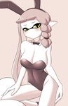 blush breasts bunny_costume cleavage clothed clothing costume female looking_at_viewer looking_back looking_back_at_viewer solo nobunagapero nintendo splatoon animal_humanoid cephalopod cephalopod_humanoid humanoid inkling marine marine_humanoid mollusk mollusk_humanoid absurd_res hi_res