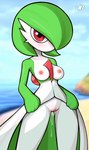 beach bodily_fluids breasts dripping female front_view genital_fluids genitals hair hair_over_eye looking_at_viewer nipples not_furry one_eye_obstructed outside presenting presenting_pussy pussy pussy_juice_drip seaside solo standing vaginal_fluids loodncrood nintendo pokemon gardevoir generation_3_pokemon pokemon_(species) hi_res portrait three-quarter_portrait