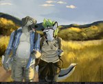 anthro biped clothed clothed_anthro clothed_male clothing day duo front_view hair hand_holding happy looking_at_another looking_at_partner male male/male male_anthro outside short_hair text sketchotterly sketchotto canid canine canis domestic_dog mammal wolf absurd_res artist_name digital_media_(artwork) digital_painting_(artwork) english_text handwritten_text hi_res huge_filesize painting_(artwork) portrait shaded simple_shading three-quarter_portrait url