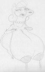 anthro big_breasts breastmilk breasts female huge_breasts hyper hyper_breasts nipples solo sbshouseofpancakes disney kiff_(series) ma_saddle bovid caprine mammal monochrome traditional_media_(artwork)