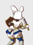 anthro big_butt butt clothed clothing female holding_melee_weapon holding_object holding_sword holding_weapon melee_weapon no_underwear shield solo sword weapon chochi bea_(chochi) lagomorph leporid mammal rabbit 2d_animation 3:4 animated low_res motion_tweening short_playtime