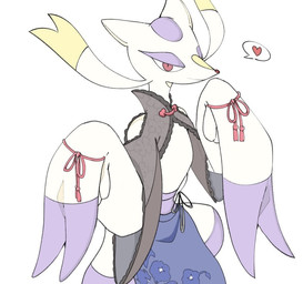 ambiguous_gender anthro fur heart_symbol looking_at_viewer purple_body purple_fur red_eyes red_nose simple_background solo whiskers white_background white_body white_ears white_fur yellow_body yellow_fur s8iyt nintendo pokemon pokemon_cafe_remix generation_5_pokemon mienshao pokemon_(species) 2026 alternate_version_at_source