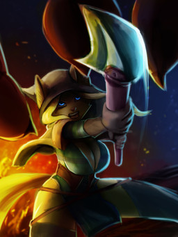 action_pose anthro blonde_hair blue_eyes breasts clothing female gloves hair handwear holding_melee_weapon holding_object holding_polearm holding_spear holding_weapon looking_up melee_weapon open_mouth polearm pose solo spear tan_body weapon general-irrelevant cheese_quesadilla felid mammal 3:4 digital_media_(artwork) hi_res