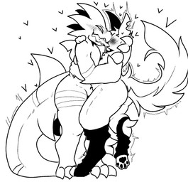 anthro blush blushing_profusely bodily_fluids clothing digitigrade drooling duo extreme_french_kiss feet fin fluffy fluffy_tail footwear footwear_only french_kissing heart_symbol hearts_around_head hidden_eyes kissing legwear male male/male markings mostly_nude mostly_nude_anthro mostly_nude_male notched_ear notched_fin pawpads paws saliva saliva_string shark_fin shark_tail stockings surprised tail fishtacosad kallan_(fishtacosad) leo_(fishtacosad) aquatic domestic_cat felid feline felis fish mammal shark 2025 digital_drawing_(artwork) digital_media_(artwork) hi_res monochrome sketch