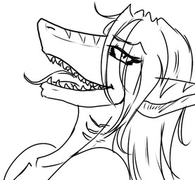 anthro bedroom_eyes fangs hair half-closed_eyes narrowed_eyes naughty_face seductive simple_background solo teeth white_background unknown_artist aquatic fish shark digital_media_(artwork) monochrome reaction_image sketch source_request