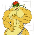 2_horns abs anthro bedroom_eyes biceps big_biceps big_muscles big_pecs big_penis blush blush_lines bulge clothing genitals horn huge_penis hyper hyper_genitalia hyper_penis male muscular narrowed_eyes nipples pecs penis seductive shell solo underwear bughemoth luigiman mario_bros nintendo bowser koopa scalie