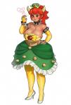 alternate_species armwear big_breasts bottomwear breasts cleavage clothed clothing collar crown eyelashes female footwear front_view hair headgear headwear high_heels horn humanoidized legwear midriff orange_eyes orange_hair pumps royalty shoes simple_background skirt solo standing super_crown white_background harddegenerate bowsette_meme mario_bros nintendo bowser princess_peach animal_humanoid humanoid hybrid koopa scalie full-length_portrait hi_res meme portrait