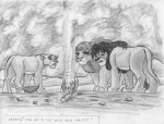 dialogue digitigrade female feral group male quadruped tail tail_tuft text tuft leovictor arthos kunei felid lion mammal pantherine 2008 comic english_text greyscale monochrome shaded sketch