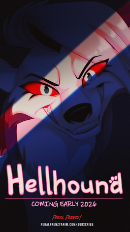 close-up evil_grin female female_feral feral fur glaring looking_at_viewer movie_poster simple_background smile solo teeth text title white_body white_fur feral_frenzy itomic tuwka hellaverse helluva_boss mythology loona_(helluva_boss) canid canid_demon canine canis demon hellhound mammal mythological_canine mythological_creature 2026 absurd_res english_text hi_res promotional_material url