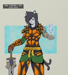 2_tails anthro armor belt cute_fangs elemental_manipulation fangs fur grey_body grey_fur hair heterochromia ice_manipulation long_hair magic magic_user male melee_weapon multi_tail simple_background solo sword tail teeth weapon mr.depressed_giraffe bethesda_game_studios microsoft oblivion the_elder_scrolls lukken_collins canid canine canis domestic_cat felid feline felis hybrid mammal wolf hi_res shaded simple_shading watermark