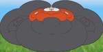 ambiguous_gender anthro belly big_belly big_butt big_cheeks black_body blue_sky butt chubby_cheeks cloud fat_rolls front_view grass hair huge_belly huge_butt huge_cheeks hyper hyper_belly hyper_butt hyper_cheeks immobile morbidly_obese morbidly_obese_ambiguous morbidly_obese_anthro multicolored_body navel obese obese_ambiguous obese_anthro outside overweight overweight_ambiguous overweight_anthro plant red_body red_eyes scut_tail short_tail sitting sky solo tail white_body white_ears white_hair white_tail yellow_nose creflurker nintendo pokemon generation_8_pokemon lagomorph leporid mammal pokemon_(species) rabbit raboot 2025 colored digital_media_(artwork) flat_colors hi_res