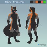 anthro black_body black_claws black_fur black_pawpads claws digitigrade featureless_chest featureless_crotch finger_claws fur gloves_(marking) grey_body grey_fur leg_markings male markings orange_body orange_fur pawpads socks_(marking) solo toe_claws wagnermutt eddy_fox_crossfox canid canine fox mammal red_fox true_fox flat_colors hi_res model_sheet nonbinary_(lore)