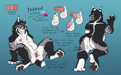 andromorph andromorph_anthro animal_genitalia animal_penis anthro backsack balls big_clitoris bisexual_pride_colors black_body breasts butt clitoris disembodied_penis erection feline_genitalia feline_penis flaccid foreskin genitals humanoid_genitalia humanoid_penis humanoid_vulva hybrid_genitalia hybrid_penis intersex intersex_anthro leopard_spots lgbt_pride male male_anthro multicolored_body nipples overweight overweight_anthro penis presenting presenting_hindquarters pride_colors short_tail small_breasts snaggle_tooth solo spots tail teeth transgender_pride_colors vulva yarrowlynx yarrow_(yarrowlynx) eurasian_lynx felid feline lynx mammal model_sheet nonbinary_(lore) trans_(lore) trans_man_(lore)