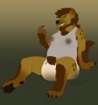 anthro bodily_fluids brown_body brown_fur clothing diaper feces fur genital_fluids intersex peeing scatplay soiled_diaper soiling solo unclean_diaper urine used_diaper wet_diaper wetting trashpandalucas felid feline gnoll hyena mammal hi_res