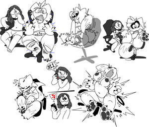 3_toes 4_fingers anthro beard belly black_sclera bodily_fluids body_size_growth bottomwear breast_expansion breast_growth breasts broken_chair butt butt_expansion calling_for_help chair claw_growth claws clothed clothing curvy_figure drooling duo ear_growth expansion eyes_closed facial_hair facial_markings feet female female_anthro finger_claws fingers fur fur_growth fur_markings furniture furniture_damage gender_symbol gender_transformation growth hair head_markings human_to_anthro larger_female male male/female markings mtf_transformation multicolored_body navel neck_tuft nipples office_chair on_chair open_mouth pants partially_clothed pawpads pointy_ears saliva shirt simple_background sitting sitting_on_chair size_difference size_transformation snout snout_growth species_transformation speech_bubble surprised symbol tail tail_growth text thick_thighs thigh_expansion toe_claws toes topless topless_anthro topless_female topless_human topless_male topwear torn_bottomwear torn_clothing torn_pants torn_shirt torn_topwear transformation transformation_sequence tuft underwear underwear_only weight_gain mouthmoth bandai_namco digimon animal_humanoid canid canid_humanoid canine canine_humanoid digimon_(species) fox fox_humanoid human humanoid mammal mammal_humanoid renamon 2024 comic digital_drawing_(artwork) digital_media_(artwork) english_description english_text hi_res monochrome sequence story story_in_description trans_(lore) trans_woman_(lore)